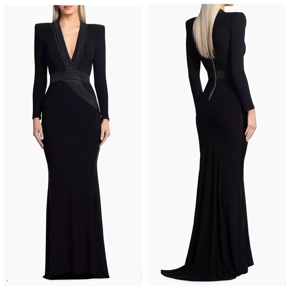 Zhivago Black Long Sleeve V‑Neck Maxi Gown *WORN ONCE*